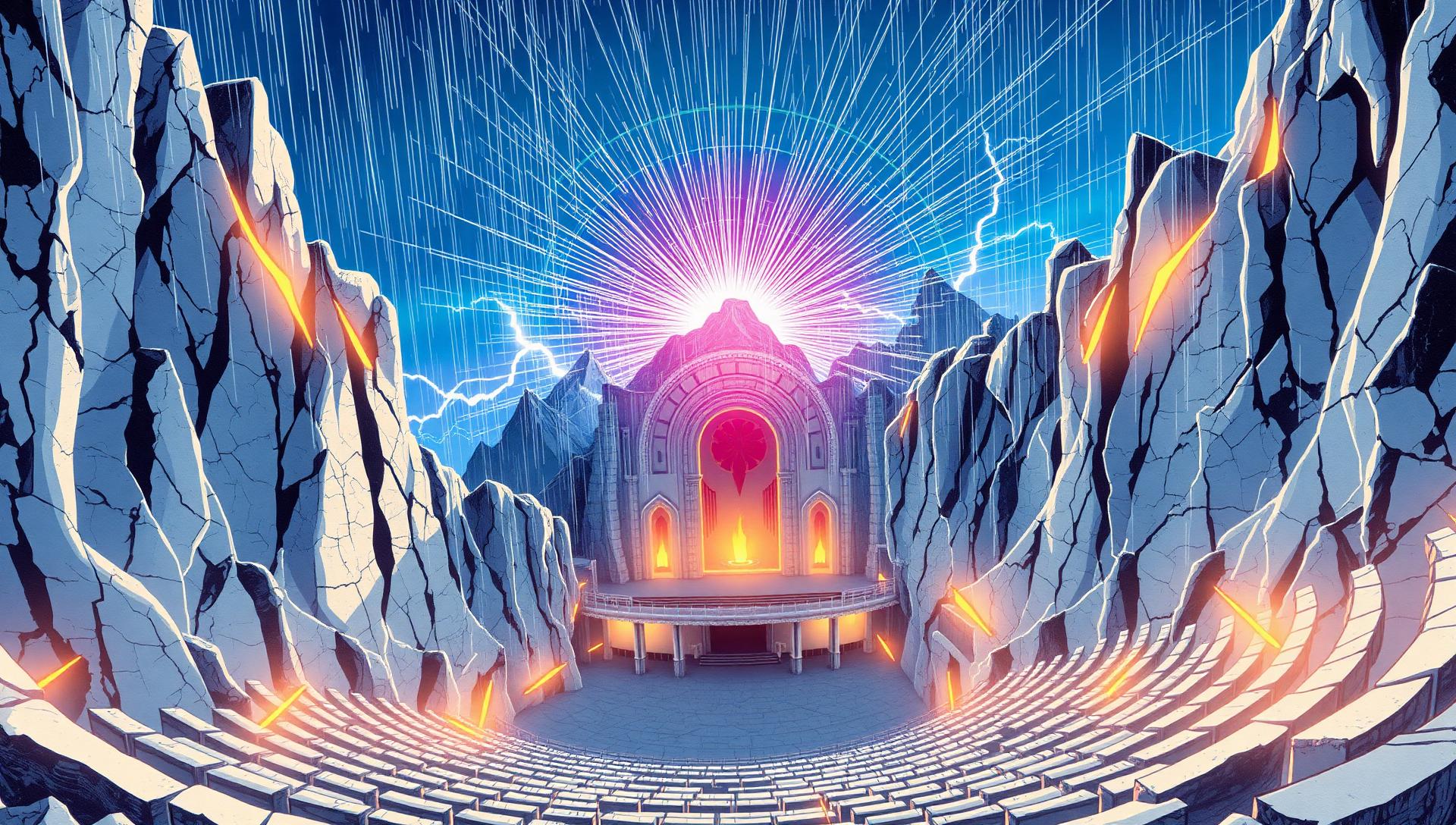 Art — stormlit marble summit